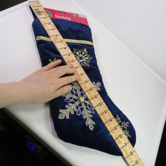 Navy Blue Sequins and Rhinestone Winter Stocking Christmas - Picture 7 of 8